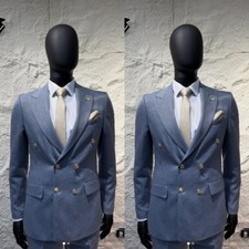 Blue Woolen Striped Men's