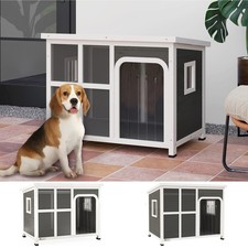 PawHut Wooden Dog Kennel Outdoor w/ Openable Top