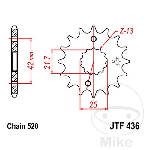 Pinion tooth pitch - pinion, for