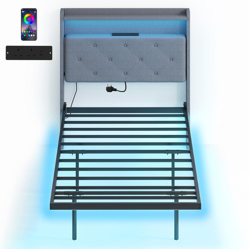 Homcom floating bed frame with - bed,