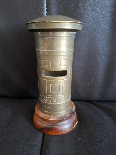 Vintage brass money box post - box,,