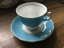 COLCLOUGH harlequin turquoise bone China Tea Cup & Saucer