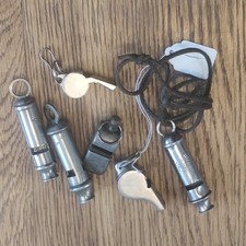 6 X Vintage Metal Whistles
