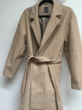 camel tie belt coat. new. size 14