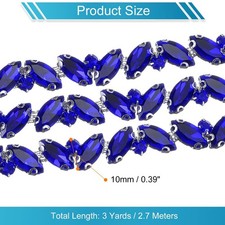 3 Yards Sapphire Blue Rhinestone Chain Trim - 10mm Bling Crystal Applique