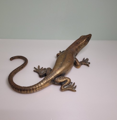 Vintage large brass lizard - vintage,