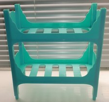 Bunk Beds + Small Dolls - Blue Plastic 10" long x 11" tall
