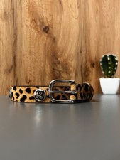 Vintage Stussy Leopard Hairy Belt Size S/M | Spiked Bulldog Tattoo Y2K Ed Hardy