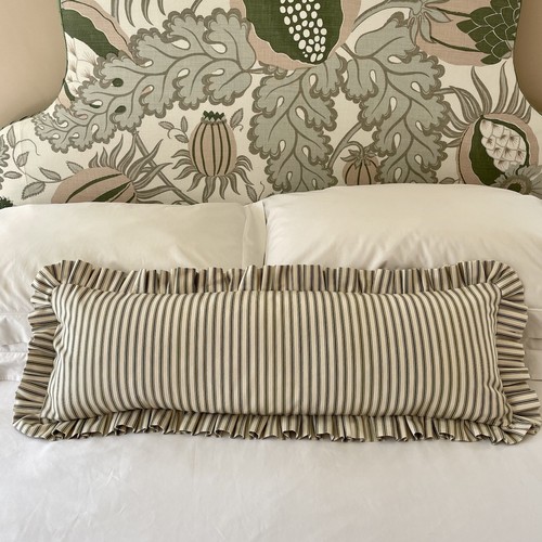 Handmade green ticking stripe - ticking,