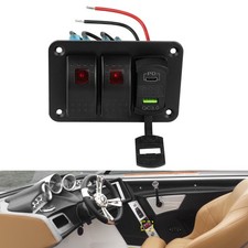 2 Gang 12/24V LED Red Rocker