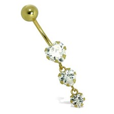 9ct Gold & Triple CZ Crystal