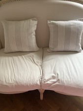 Set of 2 vintage French ticking Grey Cushion Covers - approx 15” Square