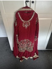 Red Long Kurti Lehnga Indian Pakistani Size M