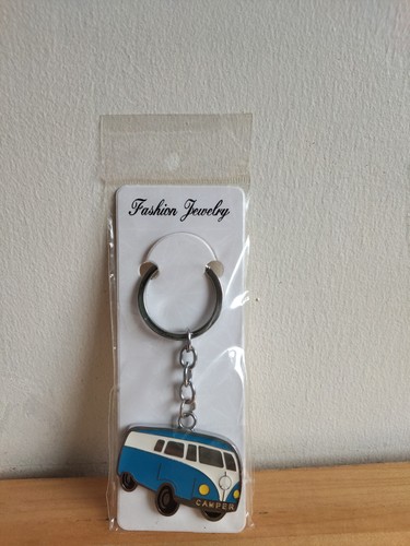 Retro campervan keyring blue - campervan, &
