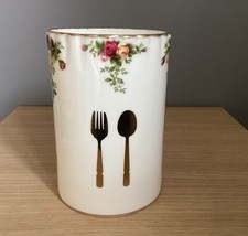 Rare Royal Albert Old Country Roses Bone China Utensils Holder Organiser 1st 