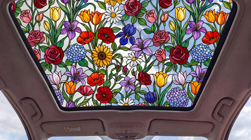 Floral stained glass sunroof - floral,