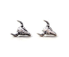 Small antique silver coloured bull / goat / ram / skull stud earrings