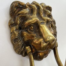 A Large heavy Antique Victorian Brass Lion Head Door Knocker