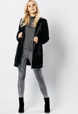 Womens Ladies Black Borg Block