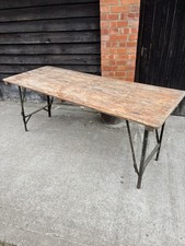 Vintage pine plank top - pine, trestle