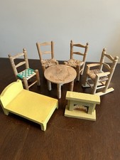7 Handmade Pieces Of Large,wooden Dolls House Furniture. Some Painted