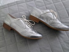 M & S Silver Leather Lace Up
