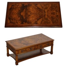VINTAGE BRIGHTS OF NETTLEBED BURR WALNUT COFFEE TABLE WITH TWO DEEP DRAWERS