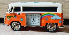 William Widdop Metal Miniature Clock - Peace/Love Volkswagen Camper Van 10 x 4cm
