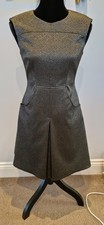 Karen Millen Dress Size 10 Black- Mettalic Green-gold New Without Tags