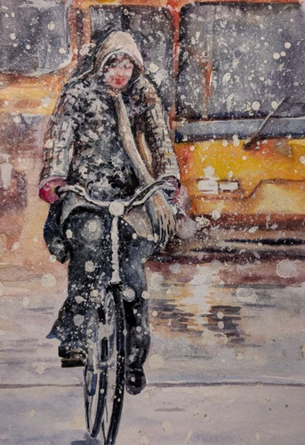 Urban winter city scene - winter,