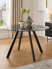 Very Home Marlow 130 cm Round Elegant Dining Table Black Clear Glass TOP