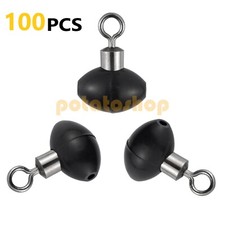 20-100pcs Pulley Beads Swivel Rig for Sea Surf Fishing Bait 7*12/12*16mm Black
