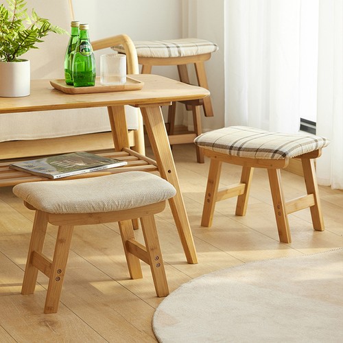 Bamboo small footstool - small, pouffe