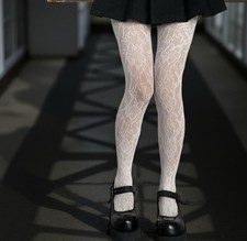 White Floral Lace Tights –