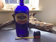 Vintage blue glass poison - blue,