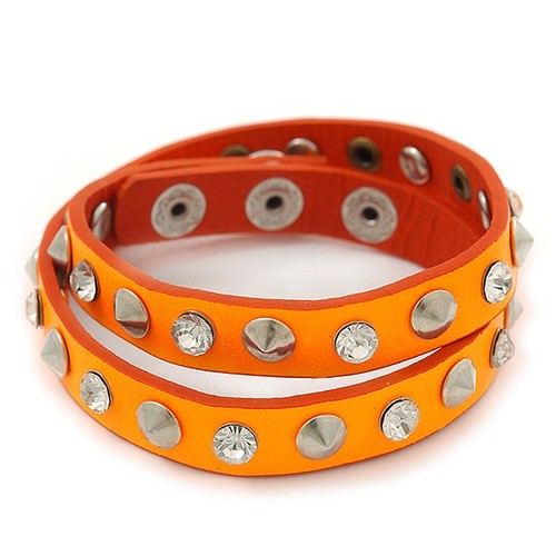 Neon orange leather style - orange,