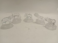 CRISTAL d'ARQUES Lead Crystal Animal Figurines 5pc Lion 6.5" Elephant VGC