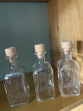Set of 3 x Glass Bottles with Cork - 16.5cm (h) (inc. cork)