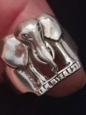 Chunky Vintage 925 Sterling Silver Elephant Ring  Band sz N