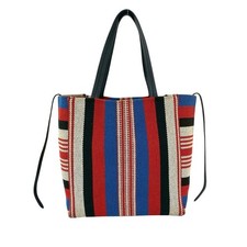 CELINE Cabas Phantom Canvas and Leather Tote Bag, Handbag, Semi-Shoulder Navy 61