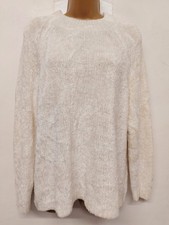 Ladies Jumper Size 18 White Fluffy Chenille Knit Long Sleeve Bonmarche