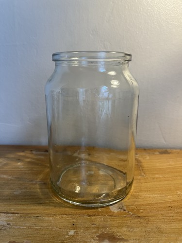Thick heavy vintage glass jar - thick,