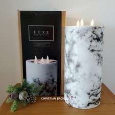 Led Wax Pillar Candle Marble