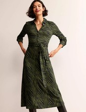 BODEN NWT Laura Jersey Midi Shirt Dress - 14R - Oregano, Animal Stripe - BNIB