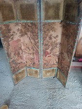 Antique 4 panel tapestry screen/room divider - French Edwardian?