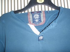 Superdry Men's Blue Cotton Henley Long Sleeve T-Shirt Size XL
