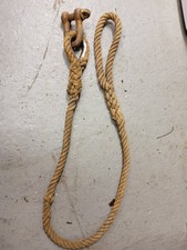 HEAVY DUTY REAL ROPE TOW ROPE with Shackle. 25mm thick 2m long