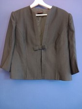 Frank Usher black cropped textured bow detail 80s boxy shoulder pad jacket sz 18