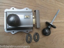 RUSTIC OLD ENGLISH RETRO RIM DOOR LATCH KNOB HANDLES- AI LATCH+ BALL KNOBS