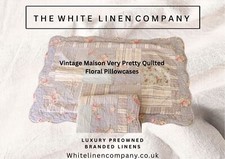 Gorgeous Quilted Pale Blue and Pink Floral Eiderdown Pillowcases with Ties x 2